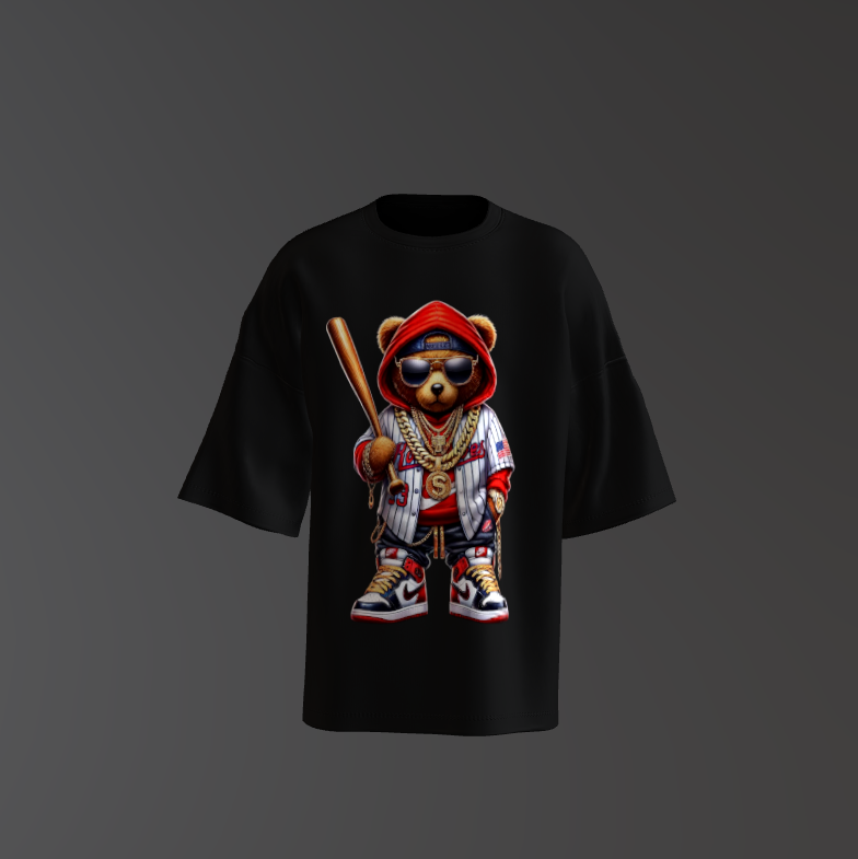 Tricou Oversized Baseball Teddy Bear Concept