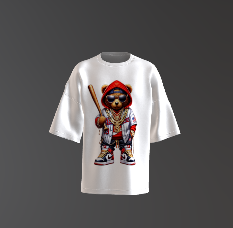 Tricou Oversized Baseball Teddy Bear Concept