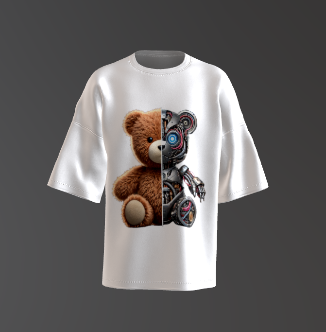 Tricou Oversized Cyborg Teddy Bear Concept